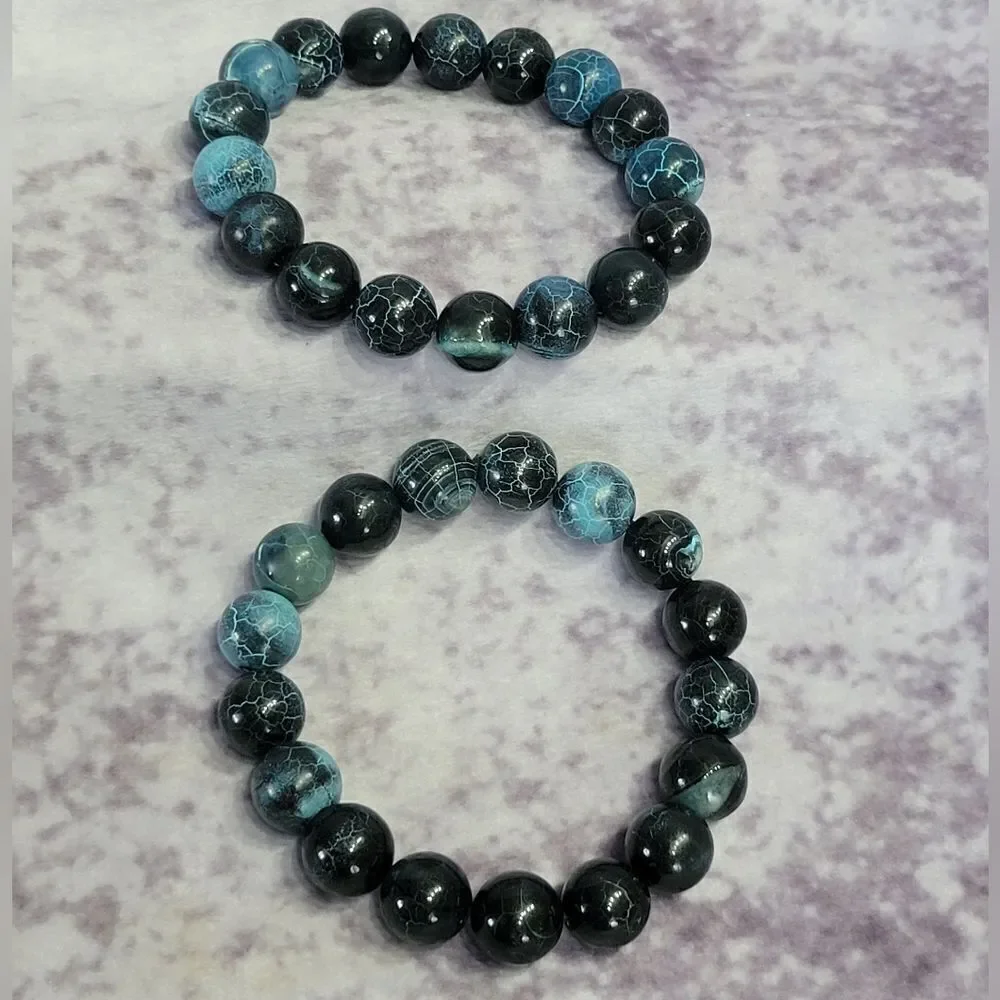 Blue Agate Beaded Bracelet‎
